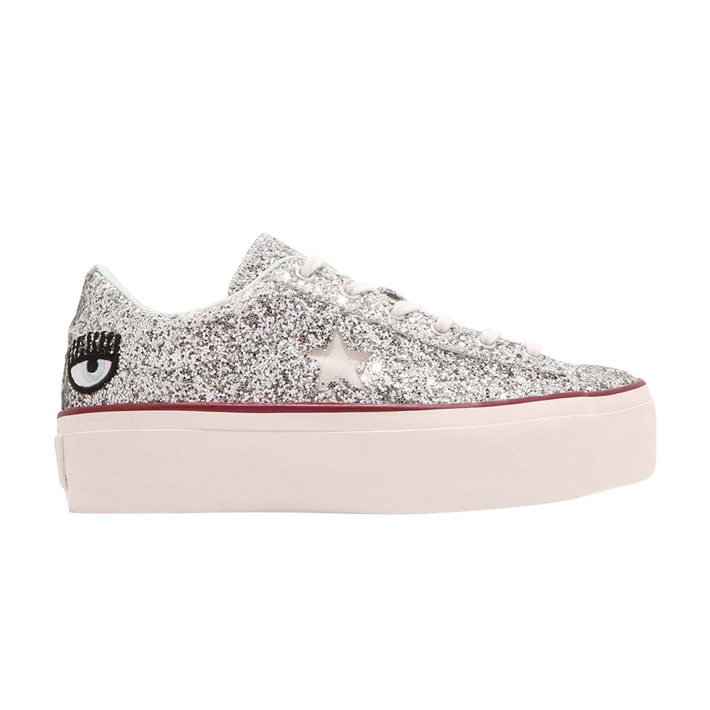 Pre-owned Converse Chiara Ferragni X Wmns One Star Platform Ox 'glitter' In Silver