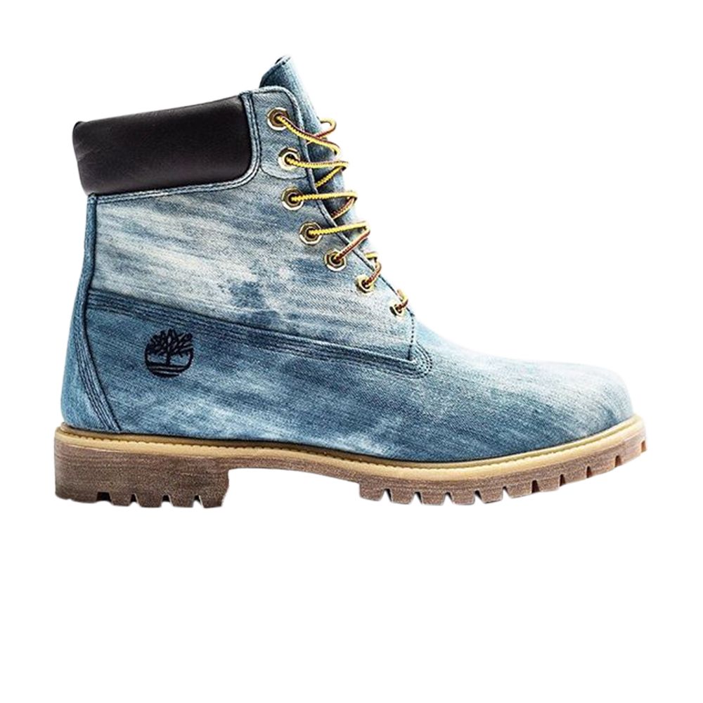 Pre-owned Timberland 6 Inch Premium Denim | Blue | Men's Size 9.5