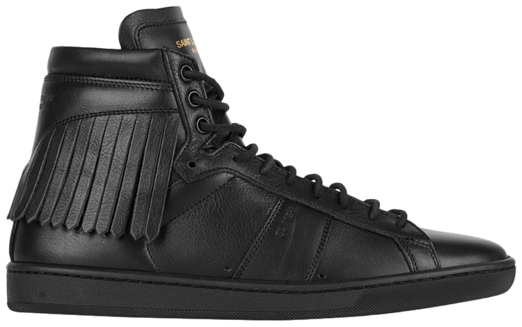 Saint Laurent Fringe Leather High Top Black