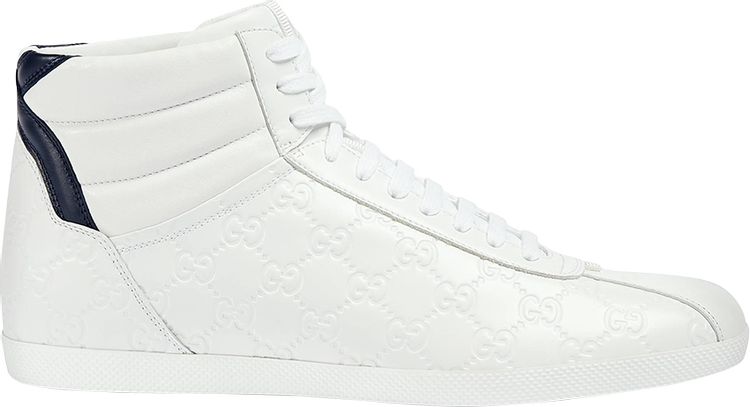 GUCCI Monogram Mens High Top Sneakers 8 Mystic White 1049906