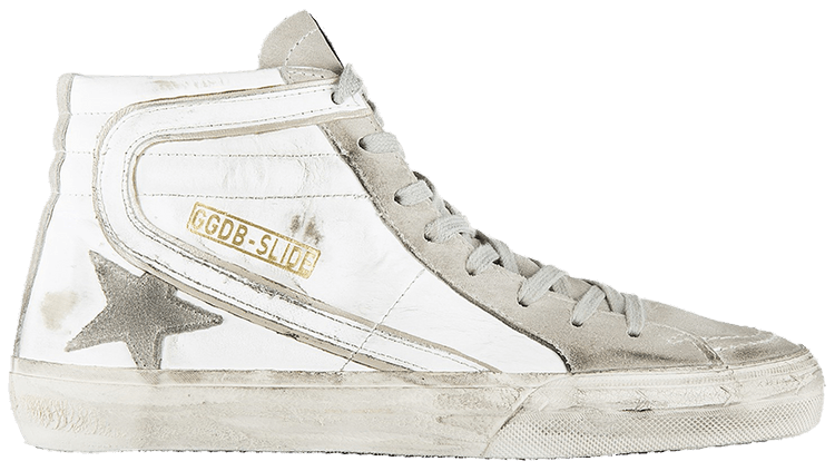 Golden Goose Distressed Slide High Top Sneaker White