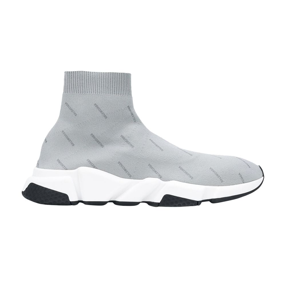 Pre-owned Balenciaga Logo Speed Trainer 'reflective Grey' | Men's Size 42