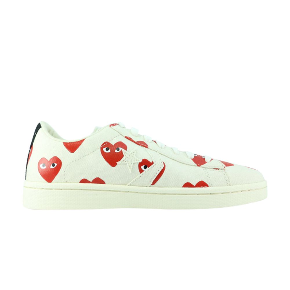 Pre-owned Converse Comme Des Garcon X Pro Leather 'play' | White | Men's Size 11