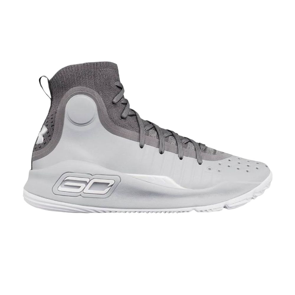 Pre-owned Under Armour Curry 4 Mid Gs 'overcast Grey' | Kid's Size 3.5 In Gray