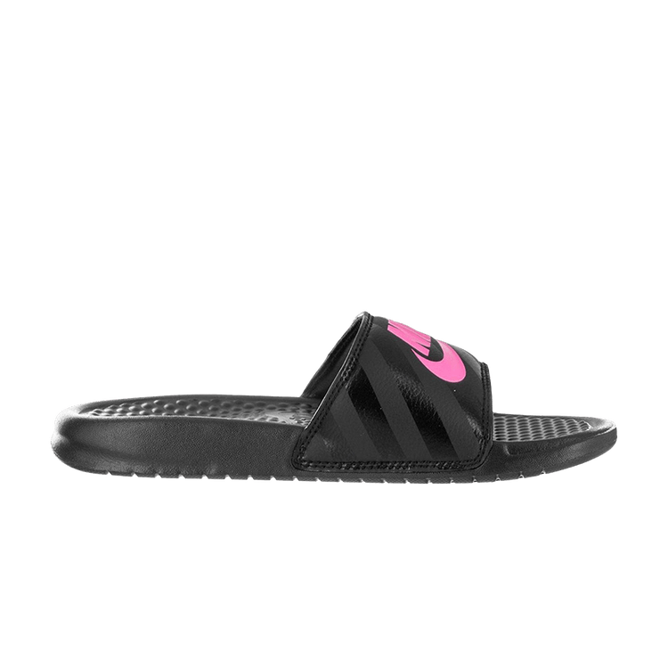 Nike benassi slides pink and black hotsell