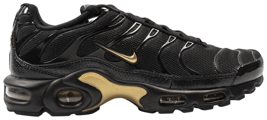 gold and black air max plus