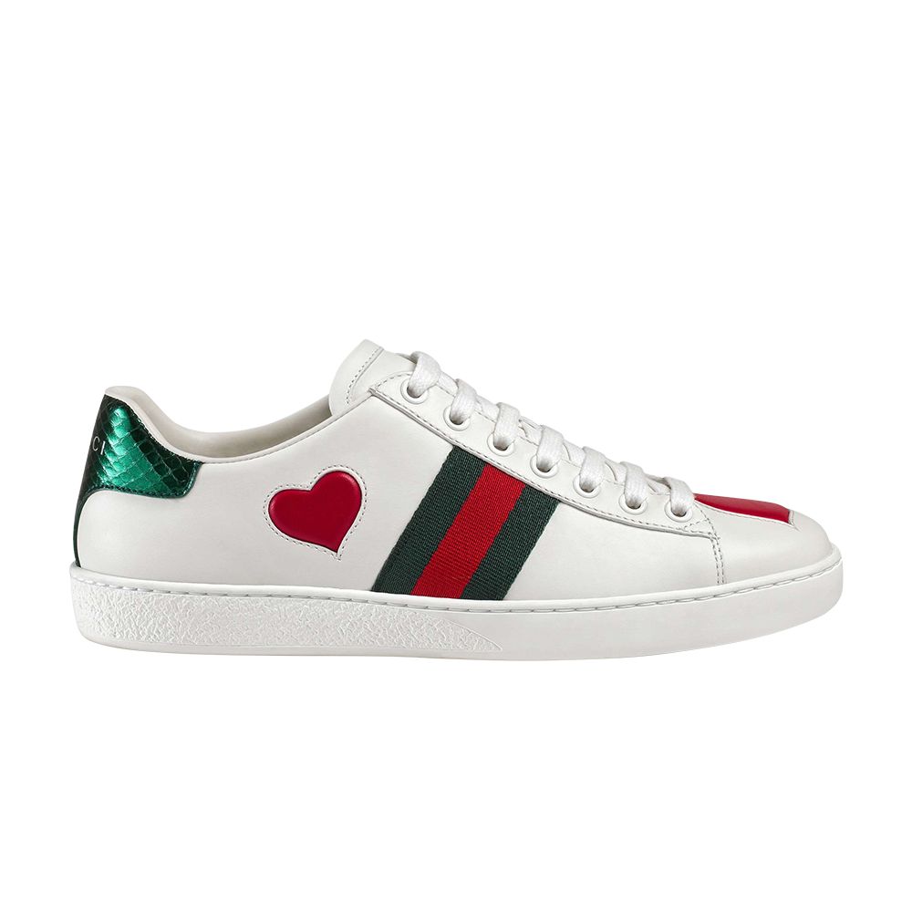 Pre-owned Gucci Wmns Ace Low 'heart' | White | Women's Size 38