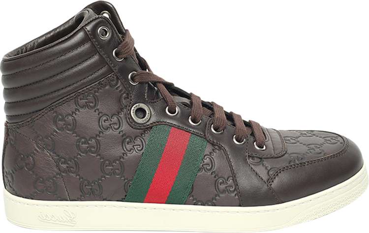 Gucci Grey Guccissima Leather Web High Top Sneakers Size 44.5 Gucci