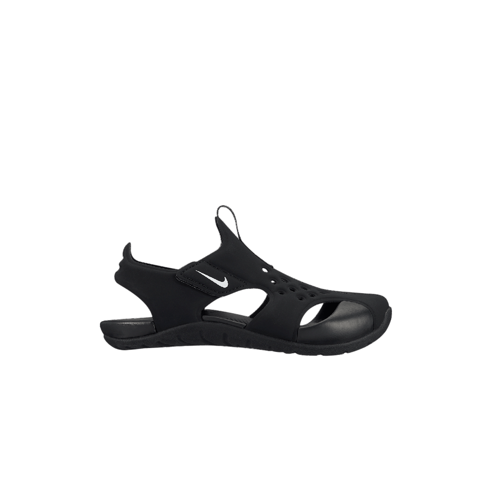 Nike Boys' Little Kids' Sunray Protect 2 Hook-and-Loop Sandals in Black/Black Size 2.0