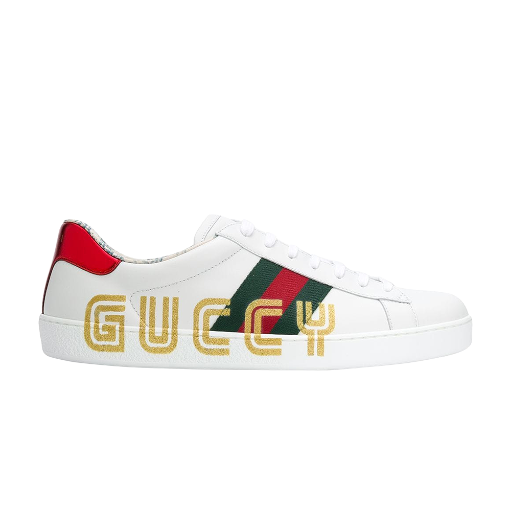 Pre-owned Gucci Ace Low 'guccy Print' In White
