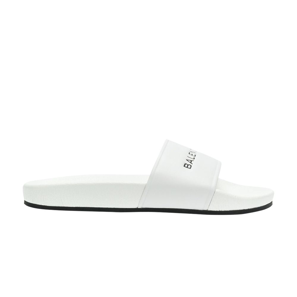 Pre-owned Balenciaga Wmns Slides 'logo' | White | Women's Size 41