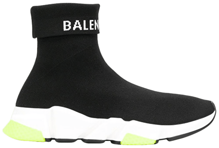 Balenciaga Wmns Speed Trainer Cuffed Black Yellow