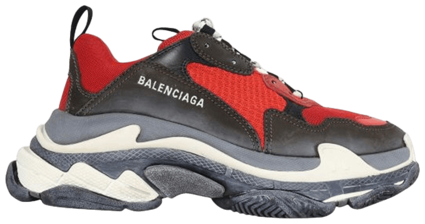 balenciaga triple s black red on feet