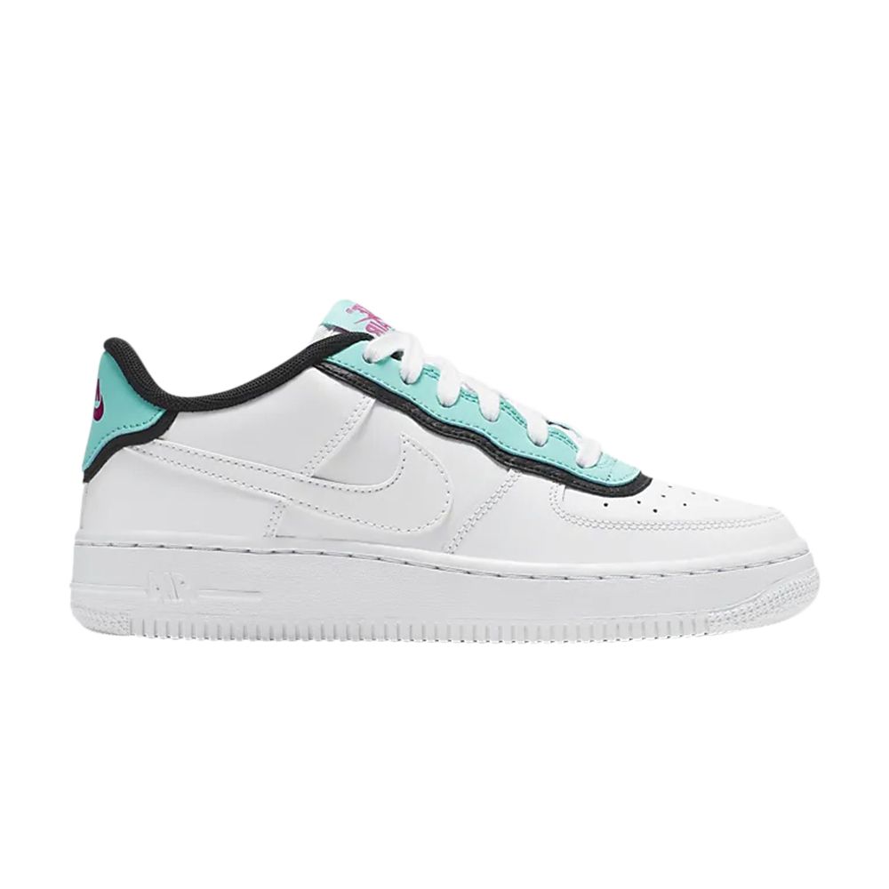 Nike Air Force 1 Low GS 'Double Layer - Aqua Black' | White | Kid's Size 5.5