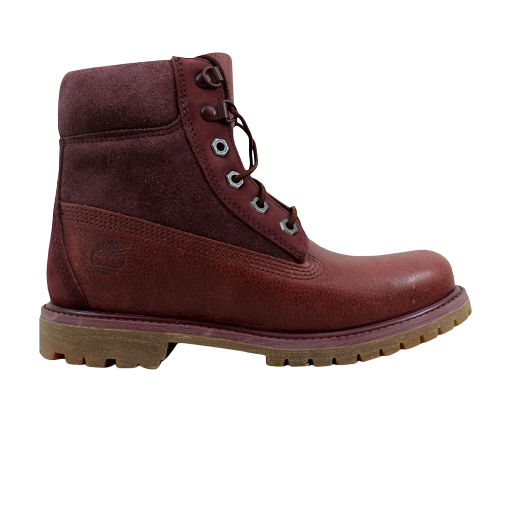 Pre-owned Timberland Wmns 6 Inch Premium D Ring 'burgundy' In Red