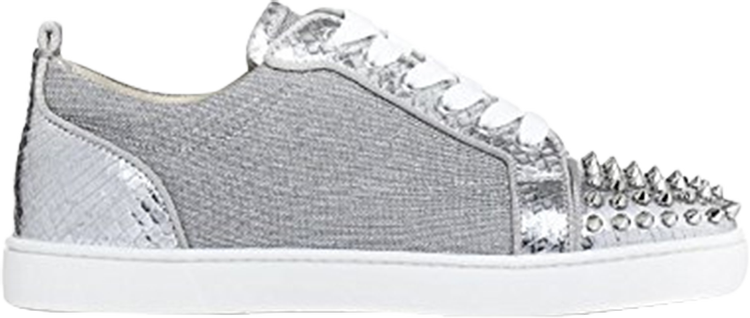 Christian Louboutin Men's Louis Junior Spiked Glitter Sneakers, Silver/Silver, Men's, 16D, Sneakers & Trainers Sneakers