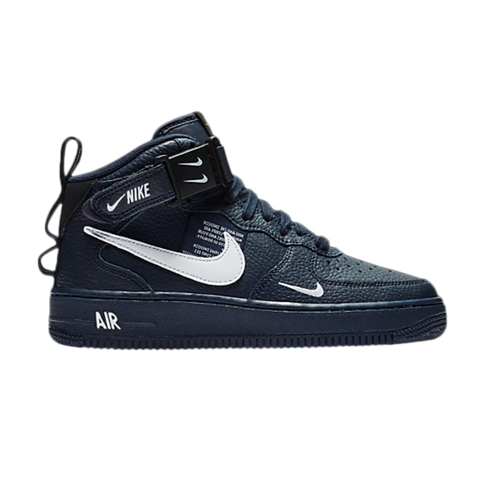Pre-owned Nike Air Force 1 Mid Lv8 Gs 'overbranding' | Blue | Kid's Size 4