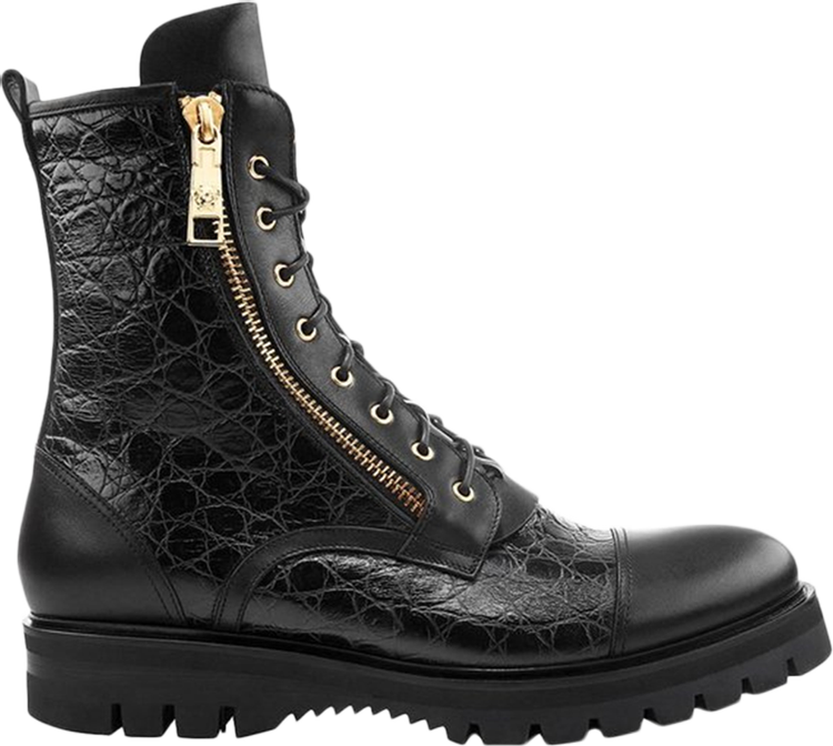 Versace Stamped Croc Army Boot 'Black Gold'