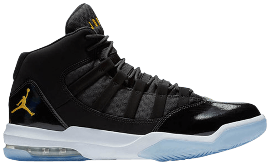 jordan max aura white black gold