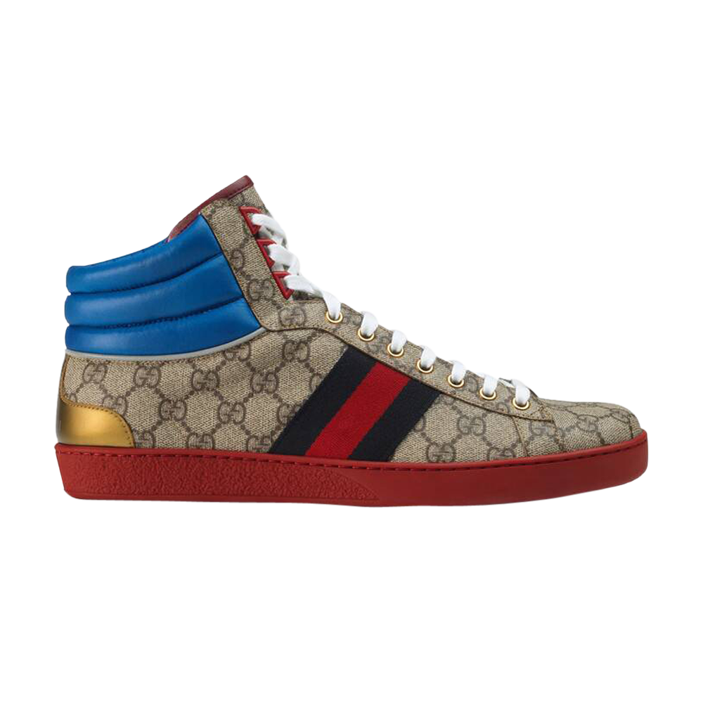 Pre-owned Gucci Ace Gg High Top 'blue Beige' In Black