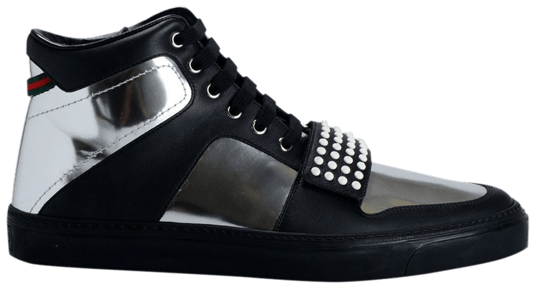 Buy Gucci Metallic Leather High Black Silver 376194 AYOY0 1064