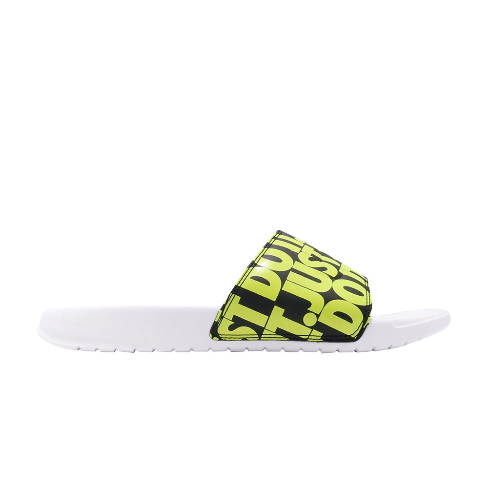 Nike Benassi JDI Print 'Volt' | White | Men's Size 4