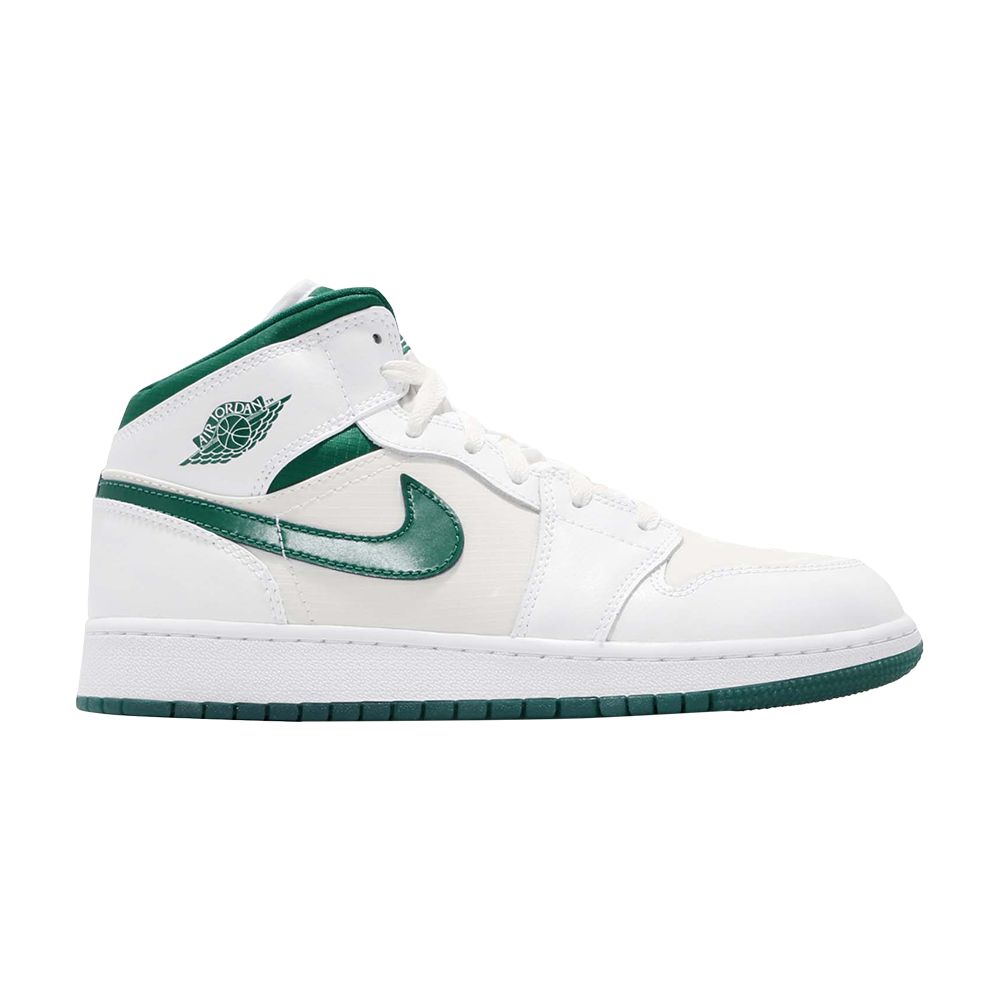 Pre-owned Air Jordan 1 Mid Se Gc Gs 'white Mystic Green' | Kid's Size 6.5