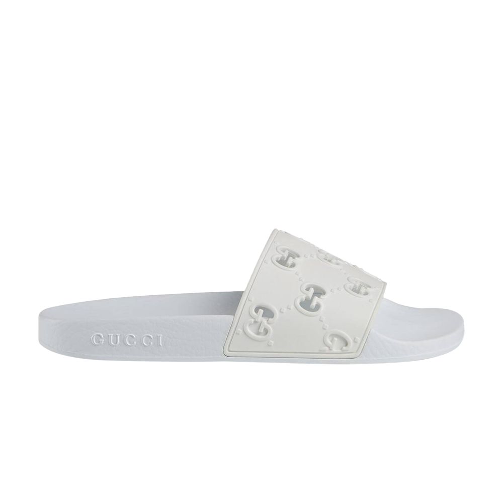 Pre-owned Gucci Wmns Rubber Gg Slide 'white' | Women's Size 35