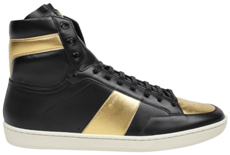 Saint Laurent Black And Gold Sl/10 High-top Sneakers for Men