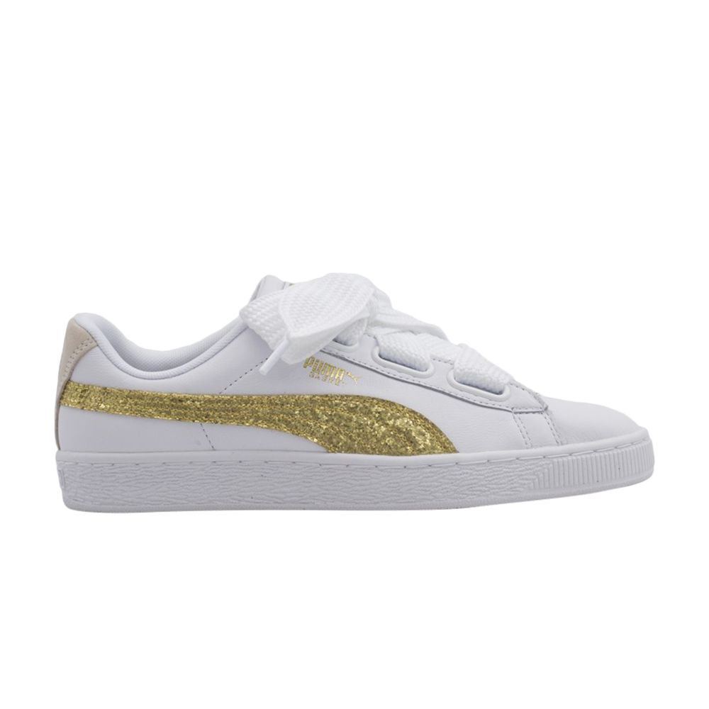 Puma Wmns Basket Heart 'Gold Glitter' | White | Women's Size 6