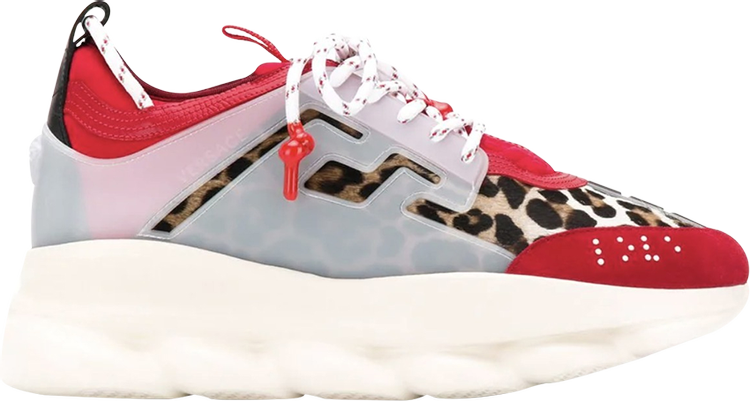 VERSACE Chain Reaction Red Wild Leopard sneaker DSU7071E DMV1G