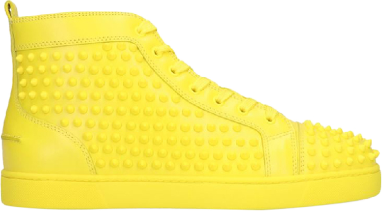 Christian Louboutin Canary Yellow Suede Louis Spike High Top Sneakers Size  42 Christian Louboutin