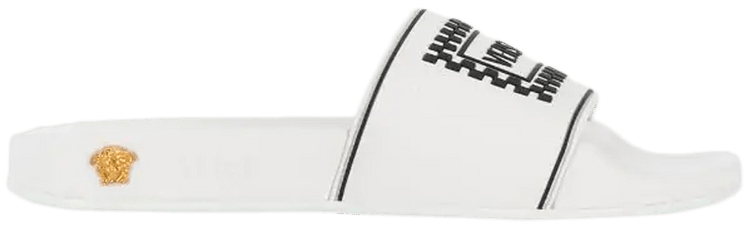 Versace Wmns Logo Pool Slide White Checkerboard