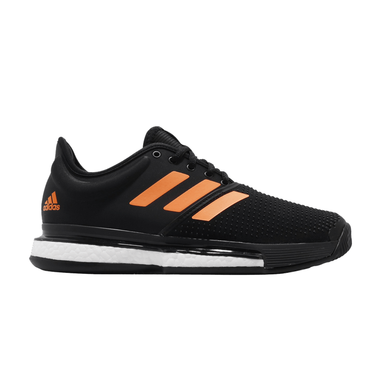 Men's solecourt boost tennis shoes core black and flash orange clearance