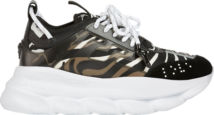 NEW! VERSACE Chain Reaction Wild Zebra black white striped sneaker EU39 US6  UK5