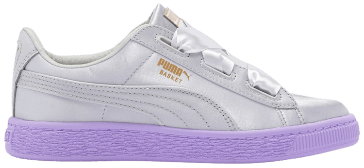 Puma Basket Heart Tween Jr Glacier Grey Purple