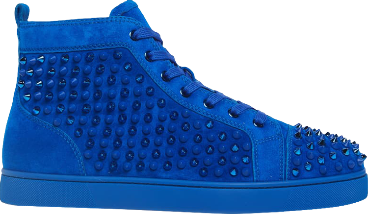 Christian Louboutin Blue Suede Louis Spikes High Top Sneakers Size 40.5  Christian Louboutin