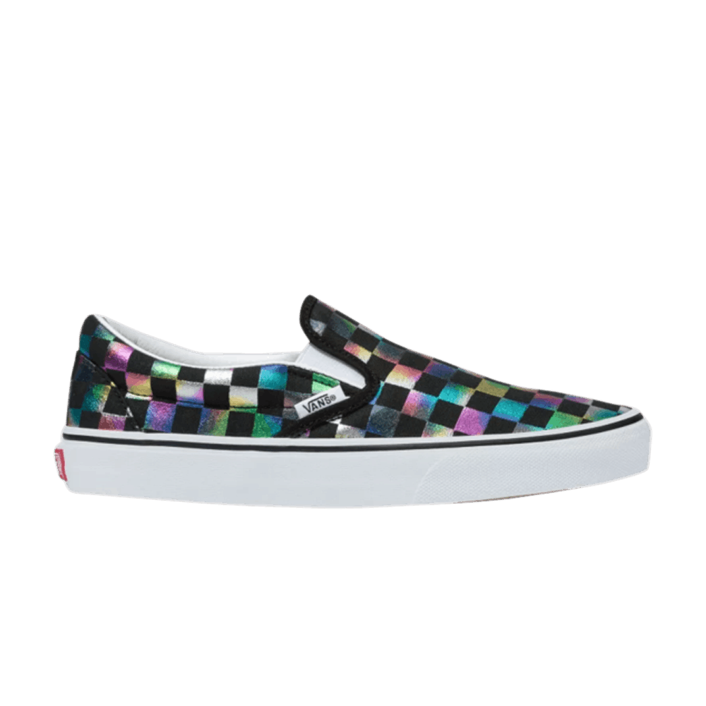 vans slip on iridescent checkerboard