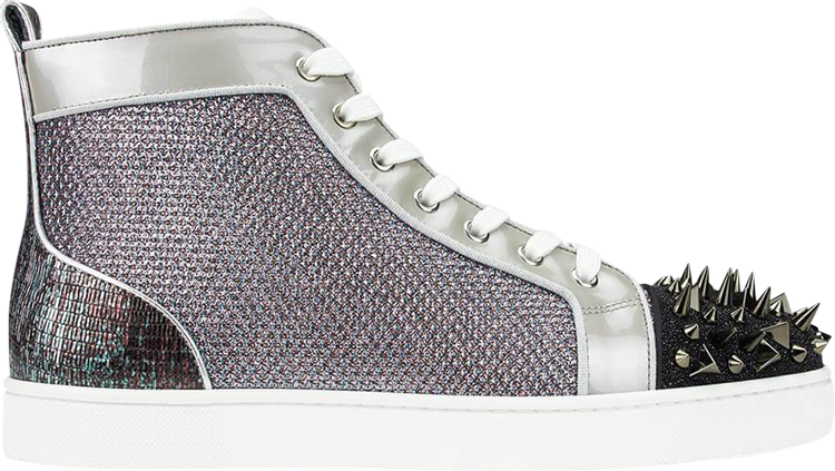 Christian Louboutin Louis Orlato Flat Python Sneakers In Silver