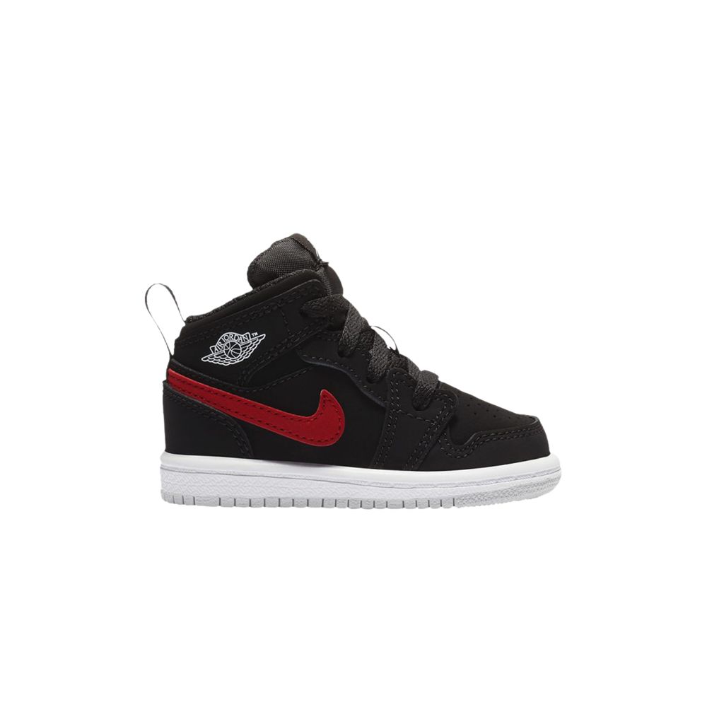 Pre-owned Air Jordan 1 Mid Td 'red Blue Swoosh' | Black | Infant Size 5