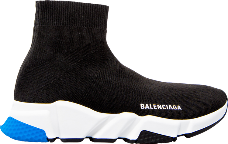 Balenciaga Black and Blue Speedy Knit Sneakers ($640) ❤ liked on Polyvore  featuring shoes, sneakers, black, black…