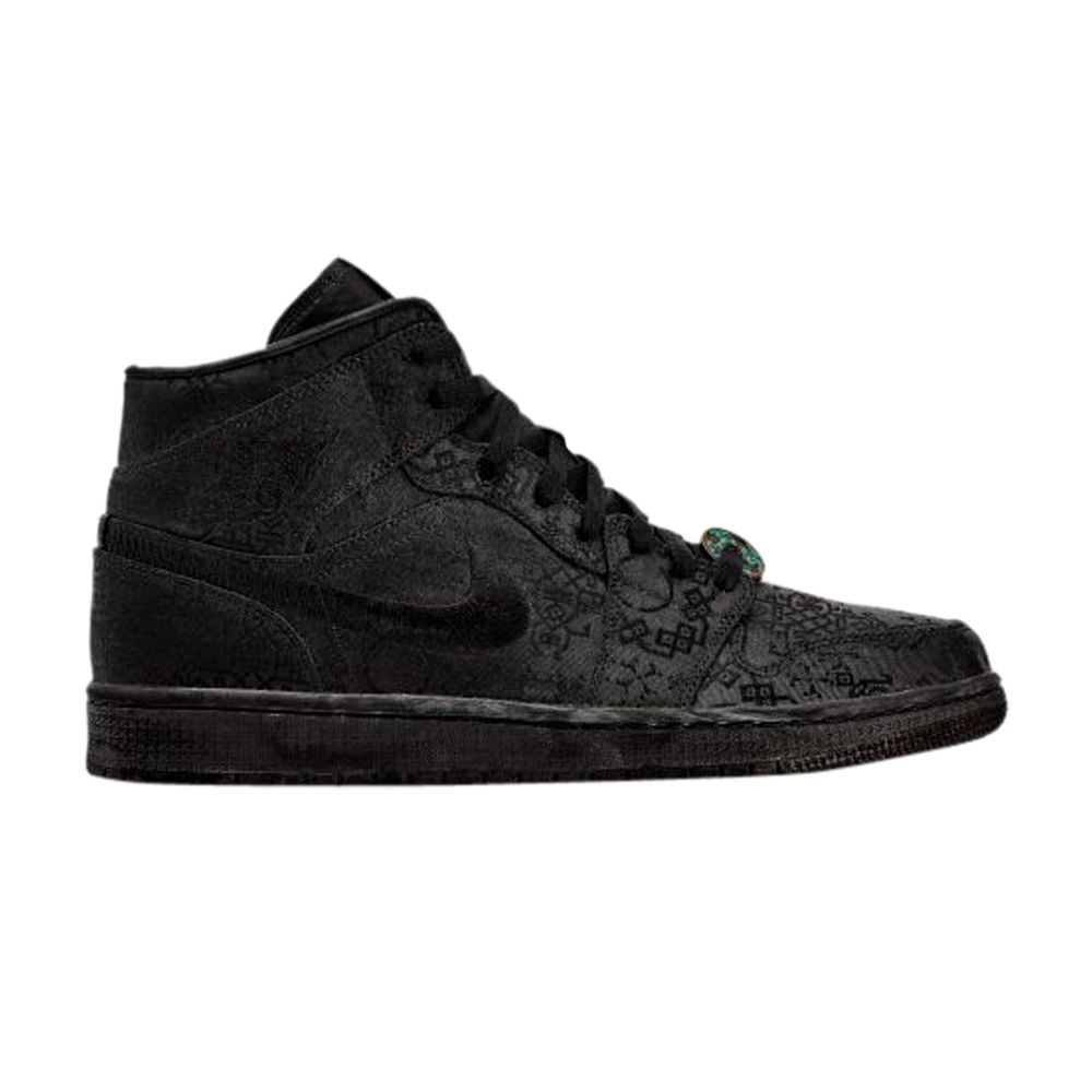 Dover Street Market x CLOT x Air Jordan 1 Mid 'Monochromarket' | Black | Men's Size 15 - CLOT-AJ1-BLACK