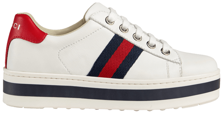 Gucci Ace Leather Platform Kids White