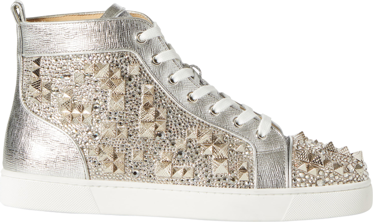 Christian Louboutin Silver Leather Louis Spikes High-Top Sneakers Size 44  Christian Louboutin | The Luxury Closet