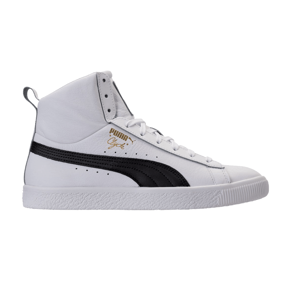 puma clyde mid core foil white