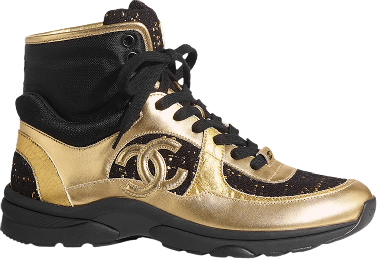 Confundir empujoncito buque de vapor Chanel Wmns Sneaker High 'Gold Black' | GOAT