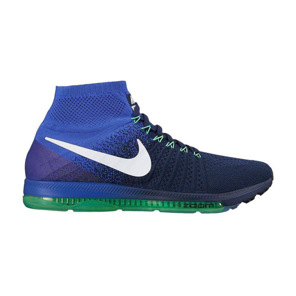 Nike Zoom All Out Flyknit 'College Navy Electro Green' | Blue | Men's Size 9 - 844134-404