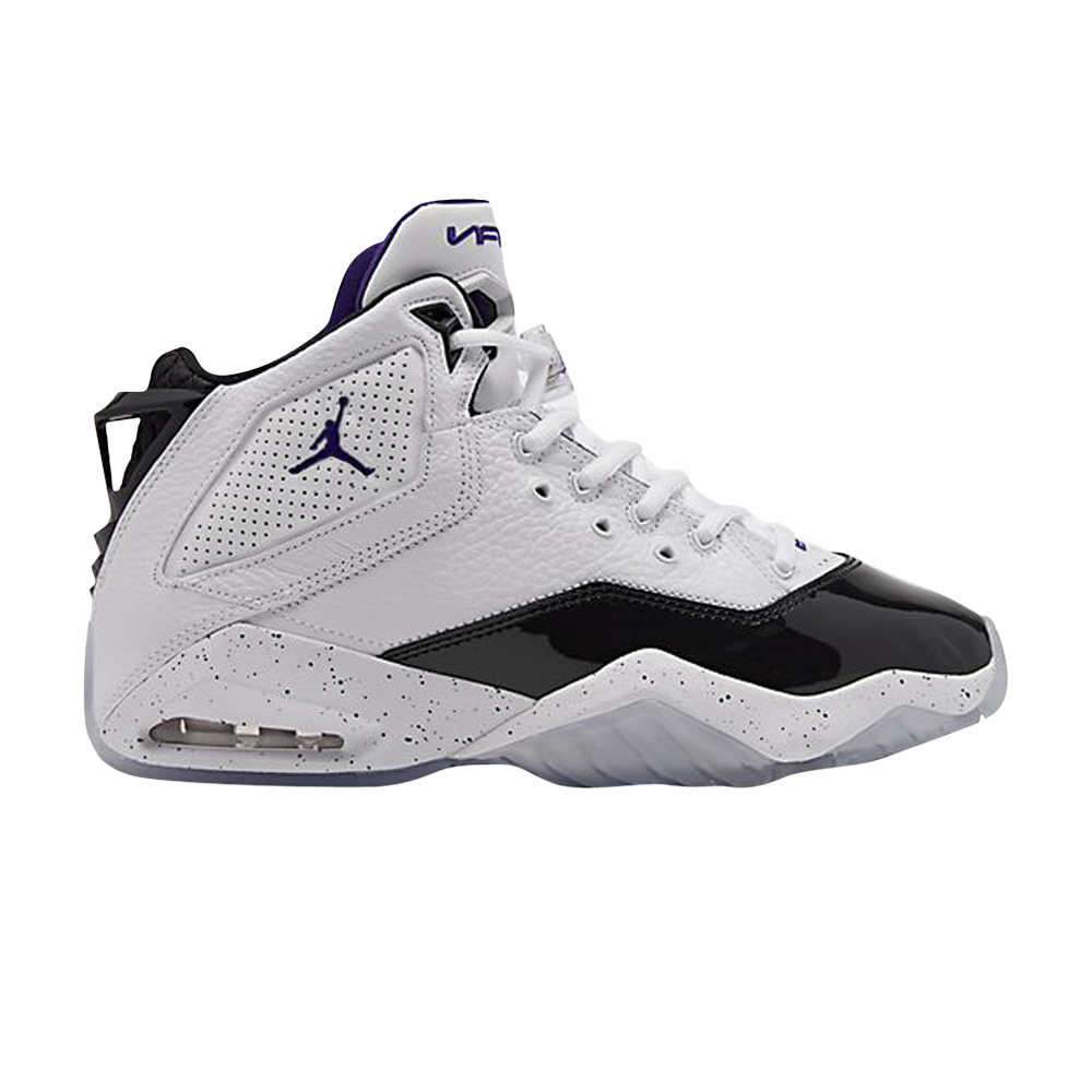 black and white and purple jordans