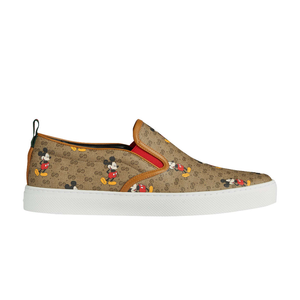 Pre-owned Gucci Disney X  Gg Supreme Slip-on 'mickey Mouse' In Brown
