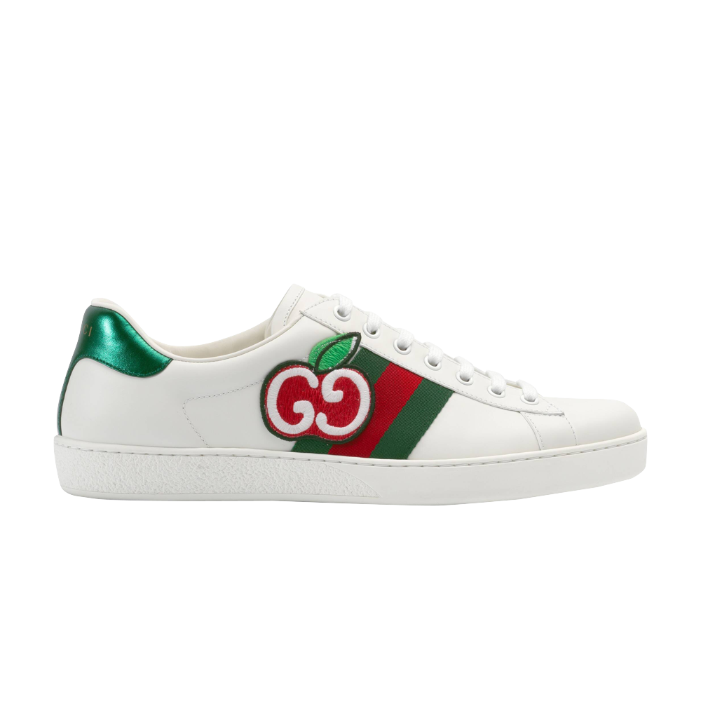Pre-owned Gucci Ace Low 'gg Apple Patch - White'